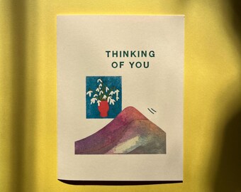Thinking of You Illustrated Card – Blank Inside, Ivory Card Stock