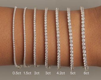 Round Diamond Tennis Bracelet, Lab Grown Diamond Tennis Bracelet, Bridal Bracelet, 925 Sterling Silver Tennis Bracelet, Anniversary Gifts