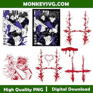 Choso Bundle PNG File, Sweatshirt Sleeve print, Gojo Idatori Megumi Nobara PNG, Anime Digital Download