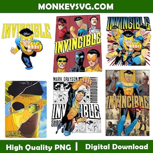 Vintage Invinvcible PNG SVG, Comic Book File Design, Invincible Shirt PNG, Superhero Clipart for Shirts, Stickers, Transparent Background
