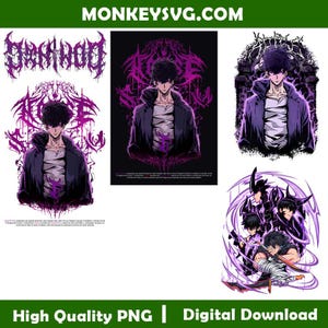 Sung Jin Woo Solo Leveling PNG File, Statue of God SVG PNG Digital File, Anime Digital Download, Transparent Background