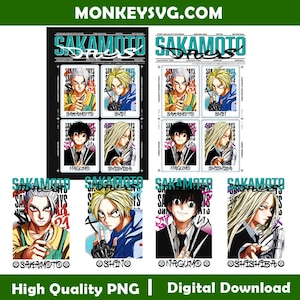 Anime Sakamoto Days Main Characters PNG File, Nagumo Shin Shishiba Anime svg png, Sweatshirt Sleeve print, Anime Digital Download