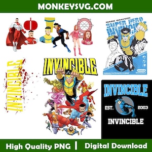 Vintage Invinvcible PNG SVG, Comic-Buch-Datei-Design, Invincible Shirt PNG, Superheld Clipart für Shirts, Aufkleber, transparenten Hintergrund
