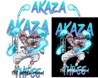 Akaza Upper Moon rank 3 Design Bundle SVG PNG, Kimetsu No Yaiba Merch Png, Demon Slayer Shirt Png, File Digital Download