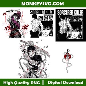 Toji Fushiguro JJK Bundle PNG File, Jujutsu Kaisen File Design, Toji Socerer Killer PNG, Anime Digital Download