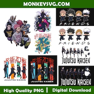 Jujutsu Kaisen Bundle PNG File, Sweatshirt Sleeve print, Gojo Idatori Megumi Nobara PNG, Anime Digital Download