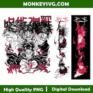 Choso Jujutsu Kaisen PNG File, Sweatshirt Sleeve print, Gojo Idatori Megumi Nobara Design PNG, Anime Digital Download