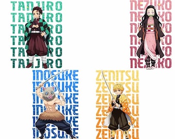 Anime Demon Slayer PNG File, T-shirt Sweatshirt Hoodie print, Tanjro Nezuko Zenitsu Inosuke Design PNG, Anime Digital Download