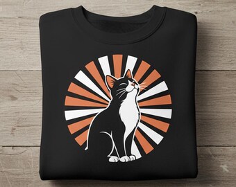 T-shirt chat rétro Sunburst T-shirt graphique chat vintage