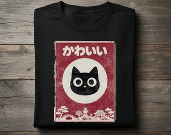 Kawaii Cat T Shirt Japanese Adorable Kitty Graphic Tee