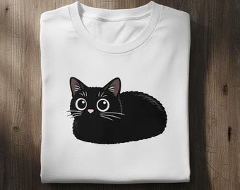 T-shirt miche de chat T-shirt mignon avec pose de pain de viande de chat noir