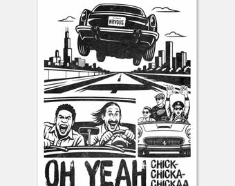 Affiche de voiture rétro Chicago style Oh Yeah Ferris 11 x 14