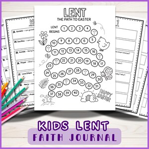 Lent Faith Journal for Kids, 5 Minute Daily Reflections – Christian Printable