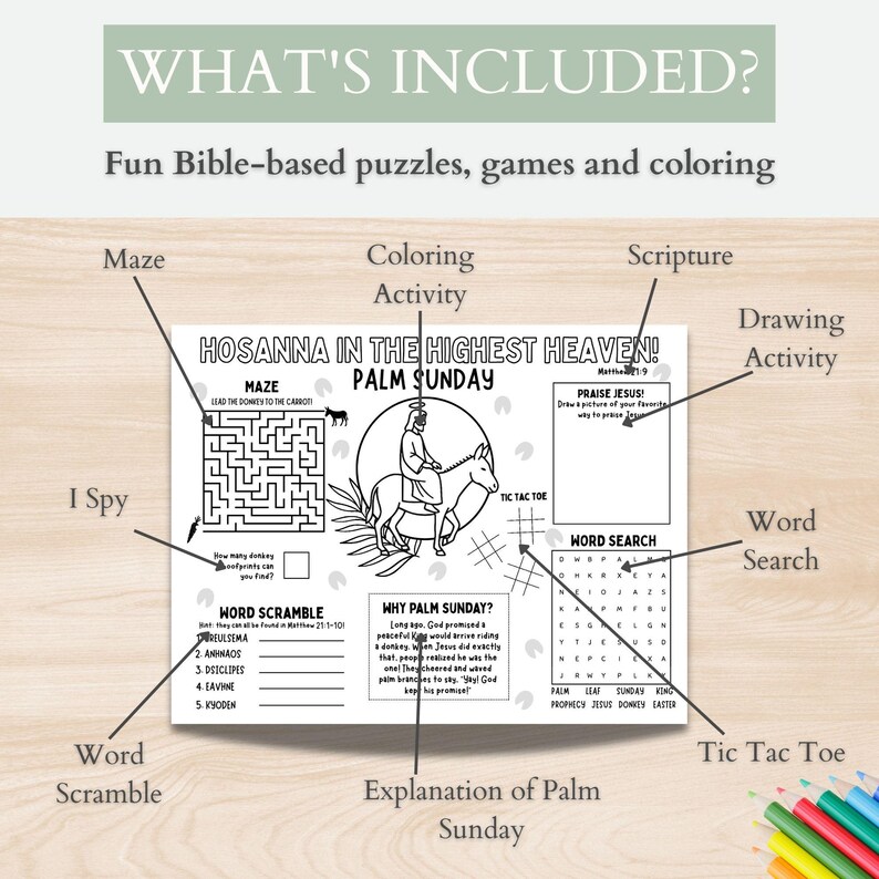 Printable Palm Sunday Activity Placemat for Kids – Christian Holy Week ...