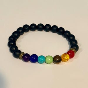 Chakra Lava Stone Bracelet | Essential Oil Diffuser, Unisex Aromatherapy Jewelry
