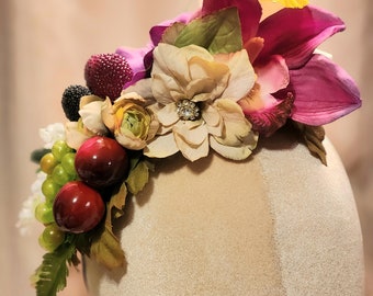 Tiki Fruit headpiece,Tiki headdress,tiki style headband ,Tropical hair flowers, Havana Nights, Hawaiian, Polynesian, luau, Tiki Oasis