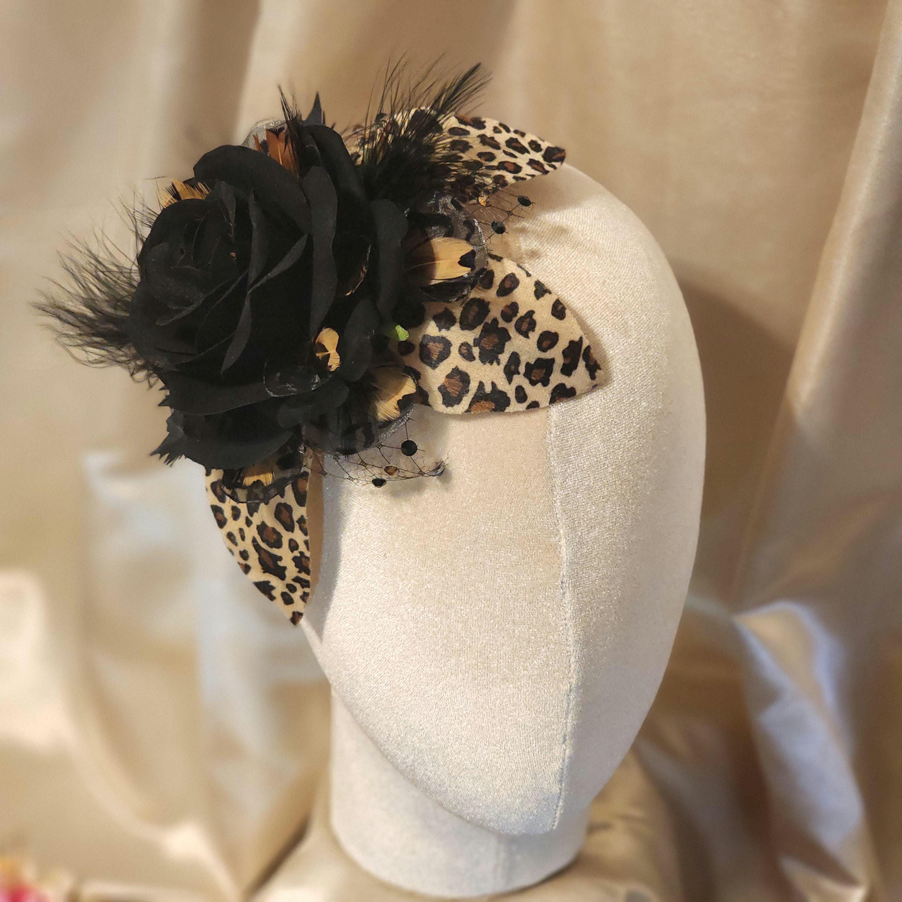Elegant Black and Tan Leopard Felt Fascinator Hat Leopard Hat or Fascinator - Etsy main image 3