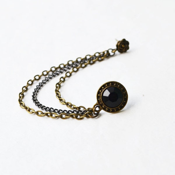 Black and Bronze Double Pierce Cartilage Earring (Single-Side)