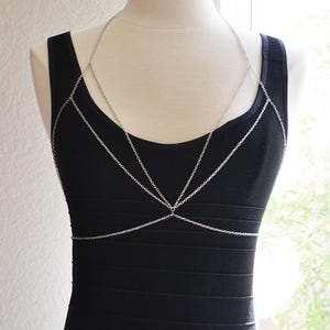 Silver Geometric Body Chain Bralette