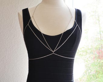 Silver Geometric Body Chain Bralette