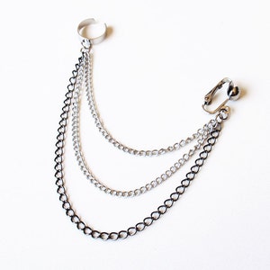 Triple Chain Clip On Ear Cuff (Single-Side)