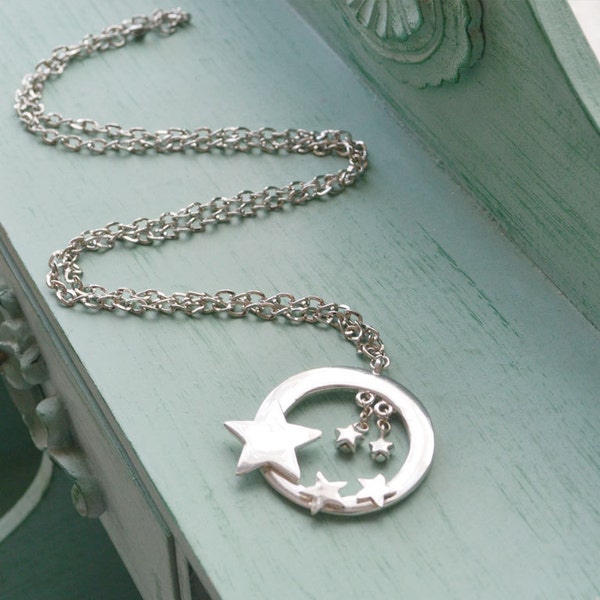 Silver Star Medallion Necklace