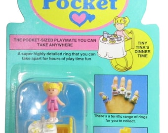 1989 Polly Pocket White Tablecloth Tiny Tina's Dinnertime Ring