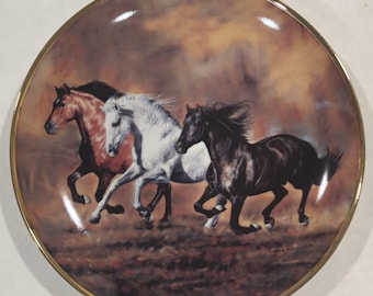 Plato de coleccionista de edición limitada de Vtg Brothers Of The Wind Wild At Heart Horses