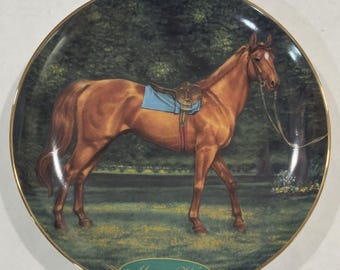 Plato de coleccionista de edición limitada Man O War Champion Thoroughbreds de 1996, 8 pulgadas.