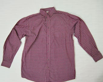 Vintage Wrangler Riata button-down overhemd heren XXL bordeauxrode geruite lange mouwen