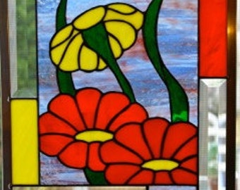 Spring Flowers Stained Glass Panel