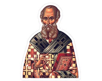 Saint Athanasius Icon Sticker - Church Father Cut Sticker, Spiritual Gift