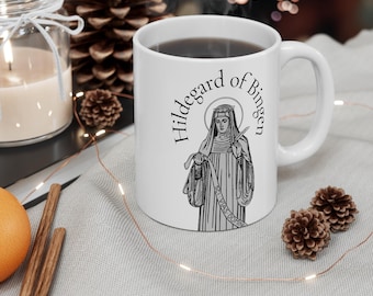 Saint Hildegard of Bingen Mug, Medieval Catholic Gift, 11oz Ceramic Coffee Cup