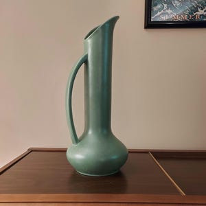 Vintage Mid-Century Royal Haeger Pitcher Vase 'Gourd' Shape - Speckled Green/Aqua RG86