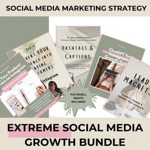 Instagram Growth Guide Digital Download Social Media Strategy Tutorial Hashtag Research Content Calendar Business Planner Marketing PLR MRR