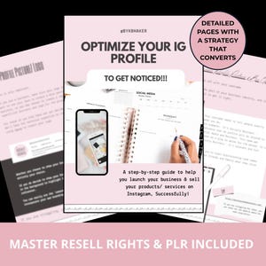 Modello di quaderno di lavoro per l'ottimizzazione della biografia di Instagram, download digitale, risorsa per la creazione di contenuti PLR, guida al marketing sui social media per aumentare i follower