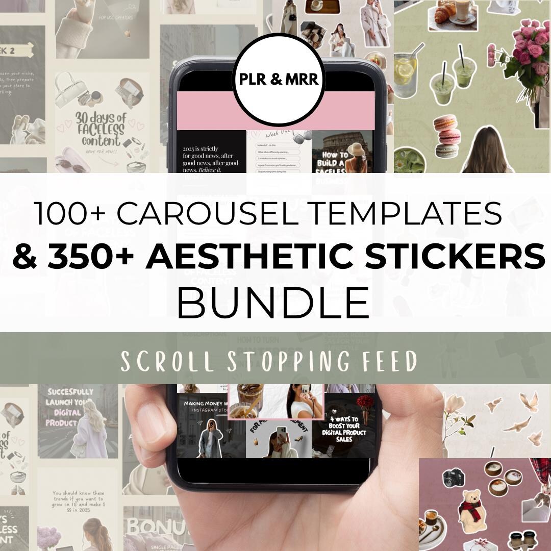 VIRAL Faceless Instagram Carousel Bundle 100 Canva Carousel Posts 350 ...