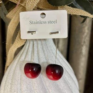 Cherry Dangle Earrings Handmade Fruit Earrings Jewelry, Summer Gift for Her