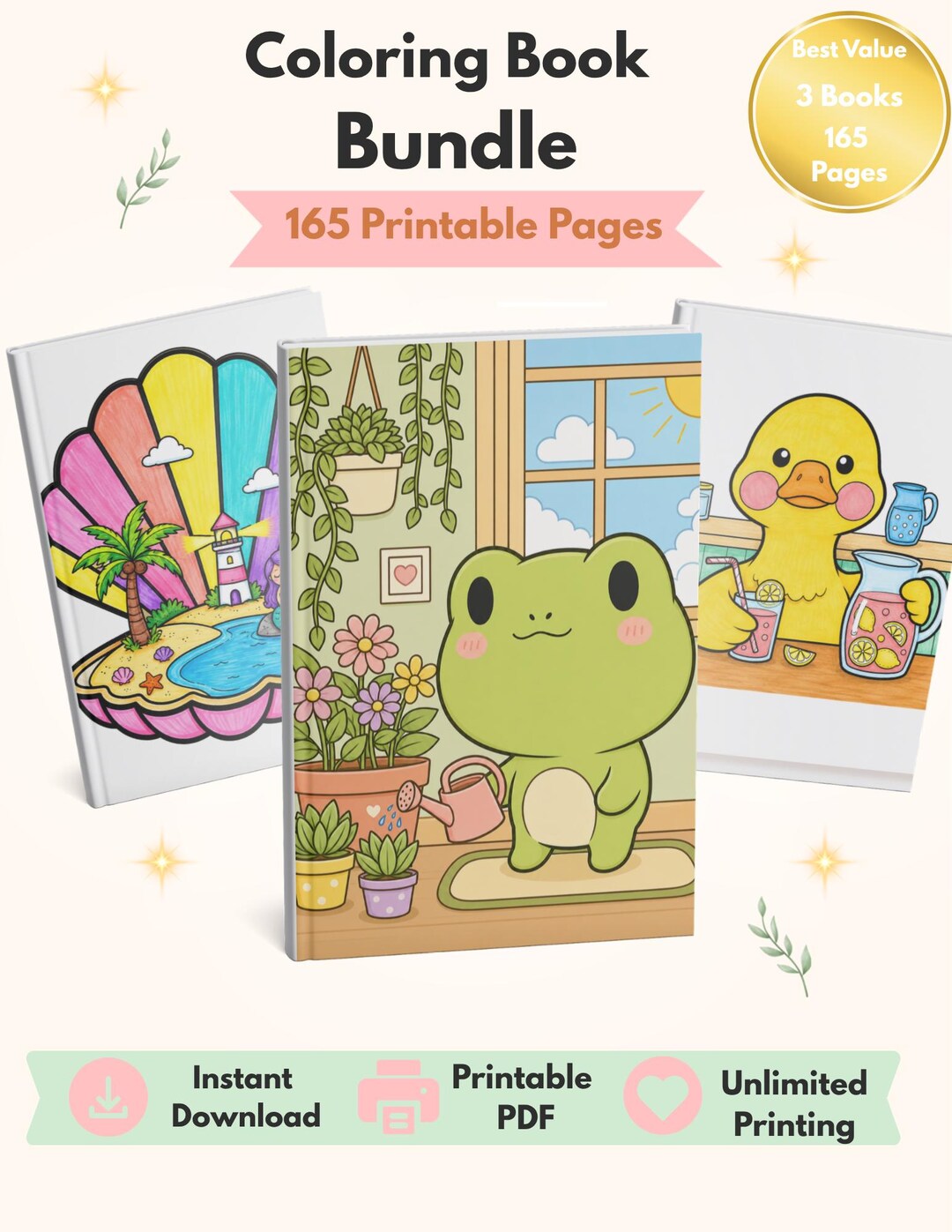 Printable Kawaii Coloring Book Bundle | 165 Coloring Pages PDF - Etsy