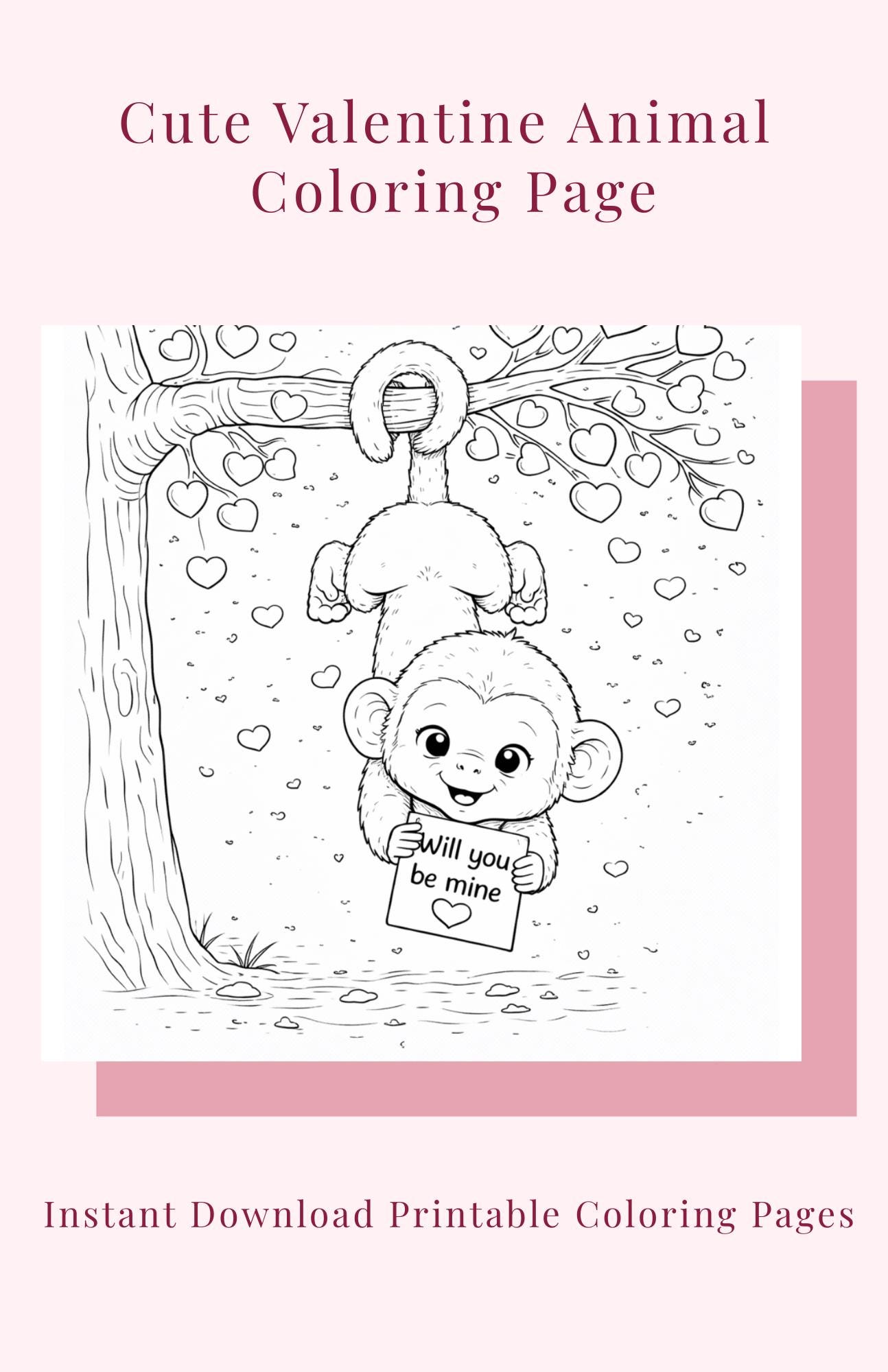 Valentine Animal Coloring Pages | 31 Pages - Etsy