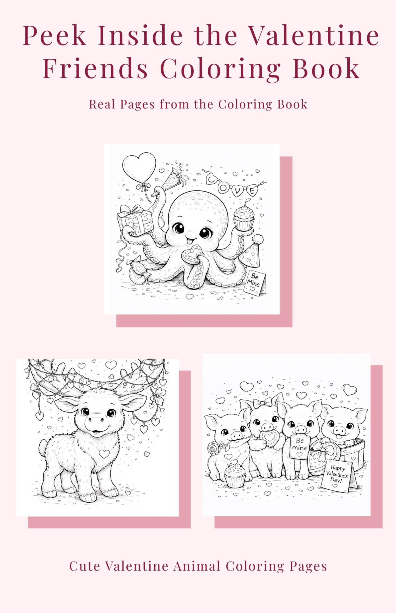 Valentine Animal Coloring Pages | 31 Pages - Etsy