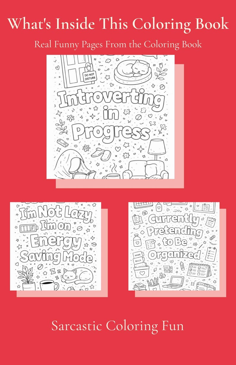 Printable Humor Funny Sarcastic Coloring Book Printable PDF, 25 Humorous Stress Relief ...