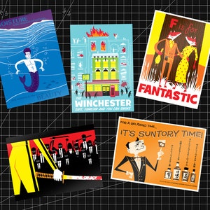 Jeu de cartes postales sur le thème du film culte de 5