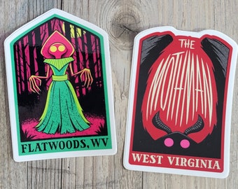 2ct. Cryptid Themed Vinyl Stickers