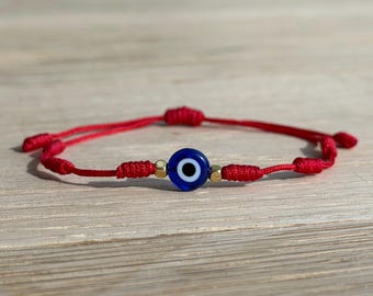 7 Knots Red String Evil Eye Bracelet, Good Luck Protection Jewelry