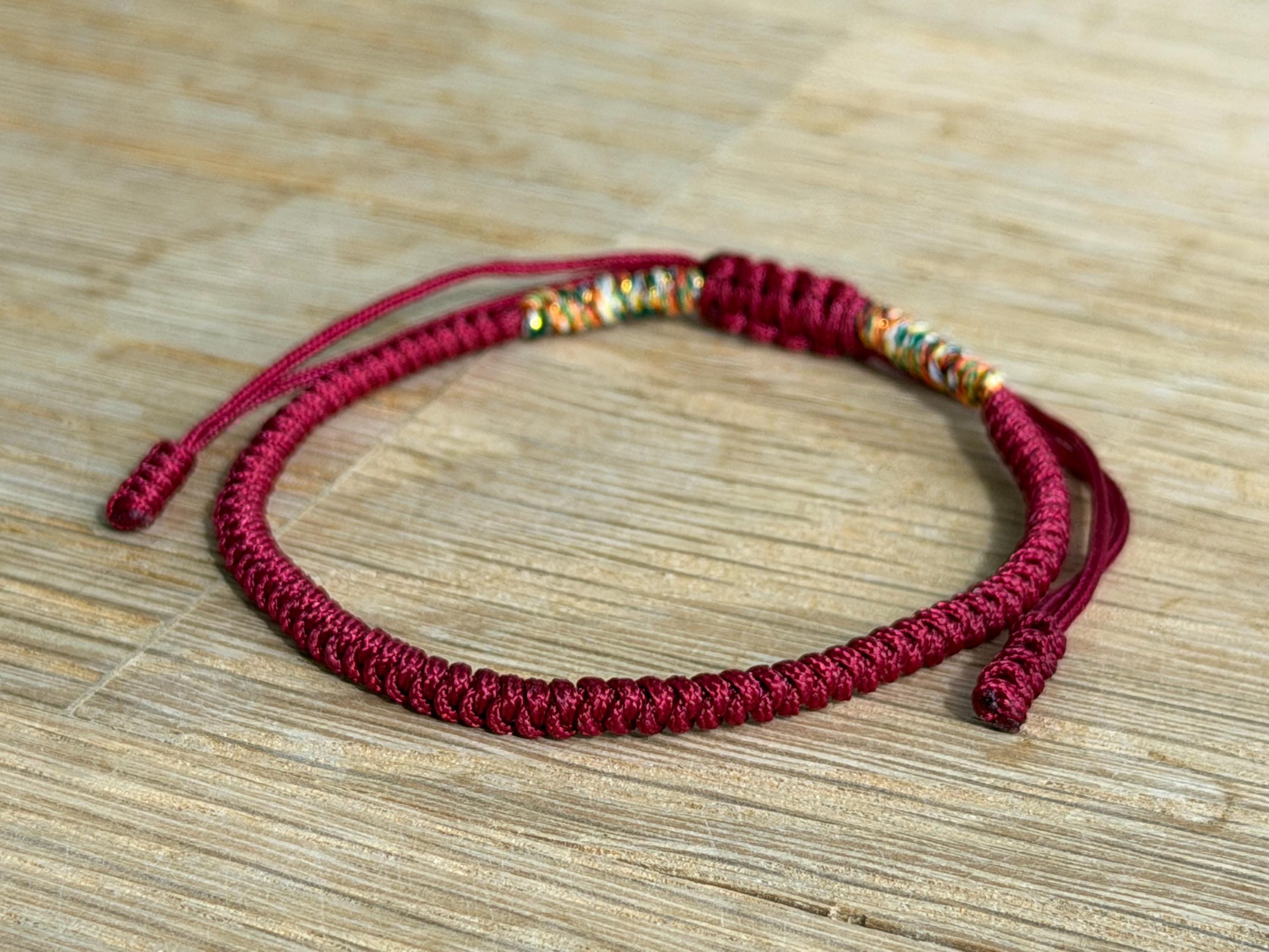 Tibetan Copper Beads Red Rope Braided Bracelet Women Men Handmade Knots Thread Lucky Charm Bracelets Ethnic Buddhist Jewelry