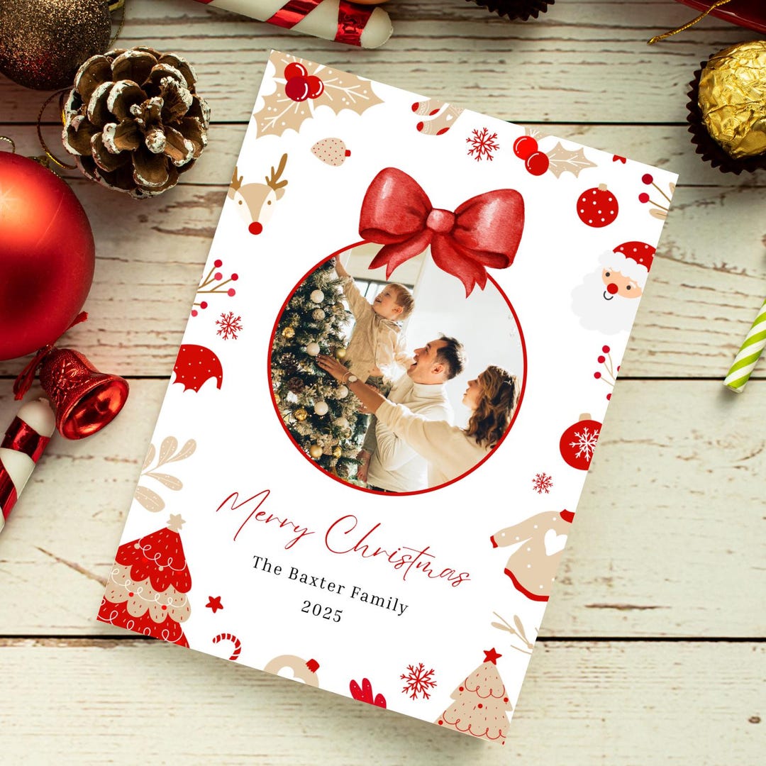 Custom Family Christmas Card Template | Editable Canva Holiday Card - Etsy