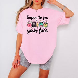 Happy To See Your Face Shirt, Colorful Apple Teacher Shirt, Back to School Tee, Classroom Teacher Gift, Elementary Educator Shirt