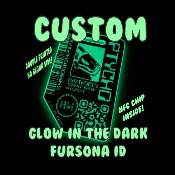 SpectraSona Glowing Fursona ID by Anthroworks -- NFC Tap Enabled, Double Sided and Waterproof, Ultra Durable! Read Description