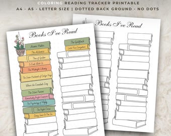Rastreador de lectura para colorear Libros imprimibles que he leído Registro de lectura Desafío PDF